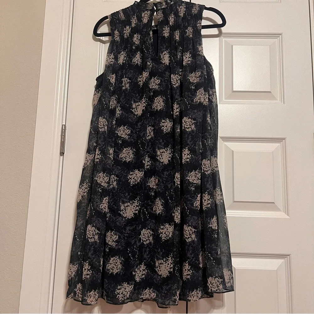 Joie Black and Cream Floral Midi Shift Dress